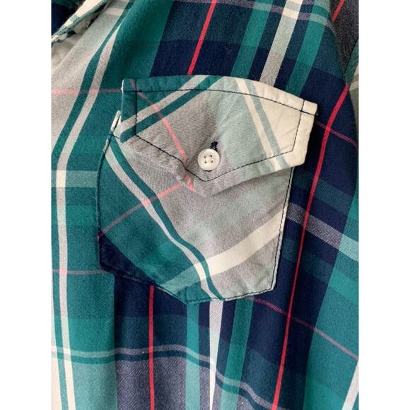 Rails Green and White Plaid Collared Button-down Top SZ Medium - Picture 3 of 9